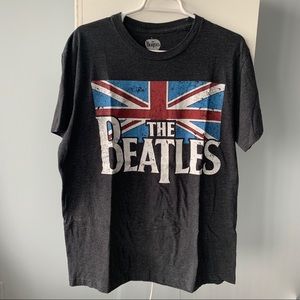 The Beatles British Flag black tee t-shirt